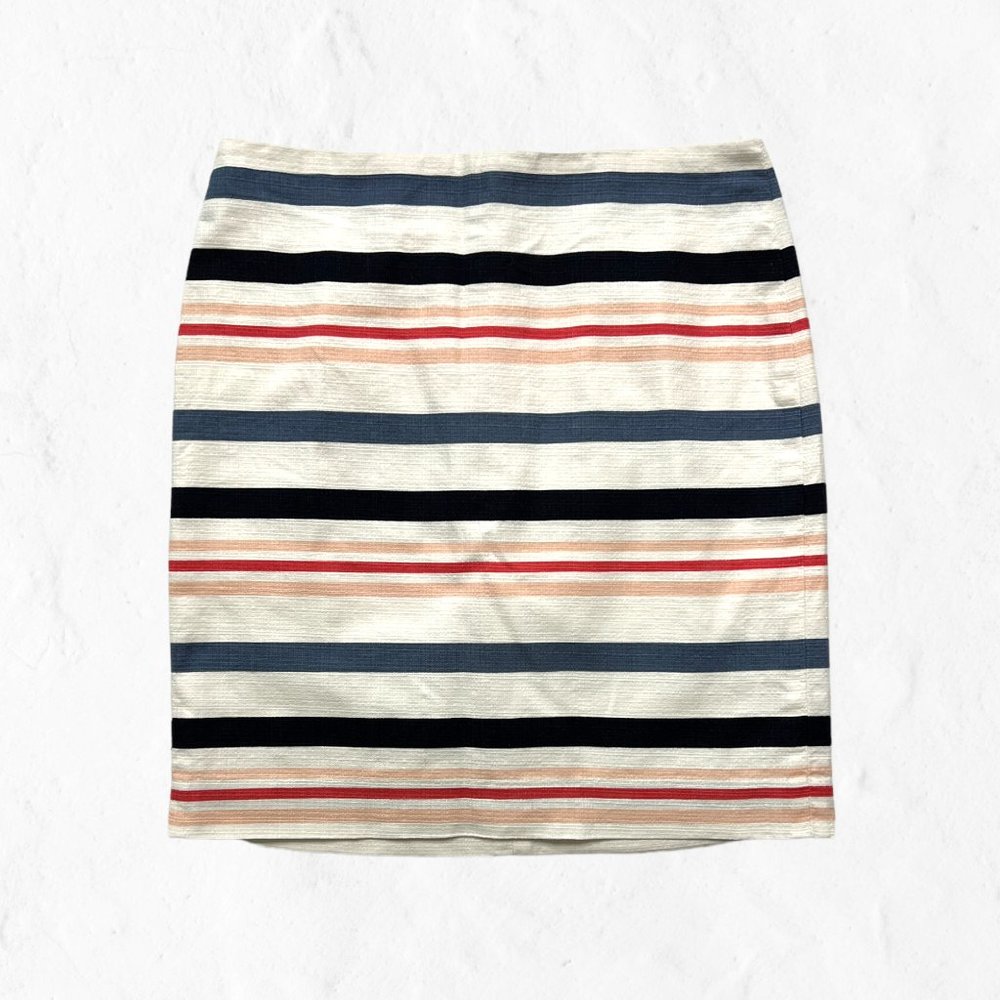 Ann Taylor Petite White Striped Mini Skirt 0